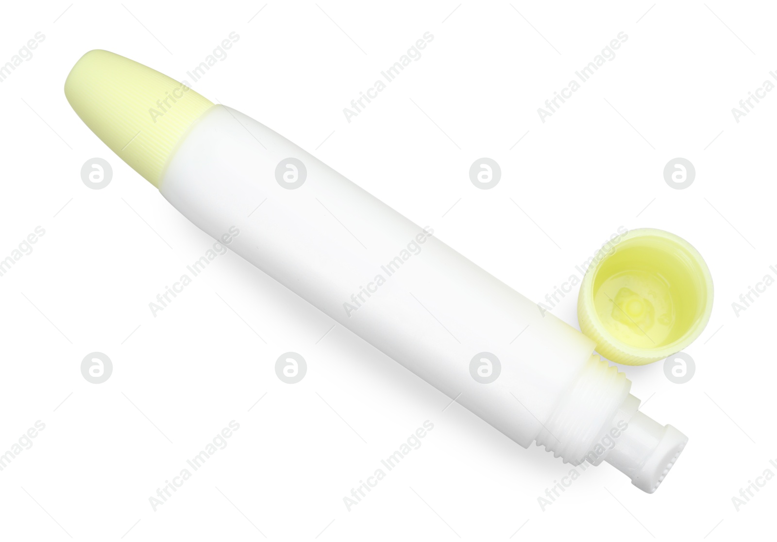 Photo of One glue stick isolated on white, top view