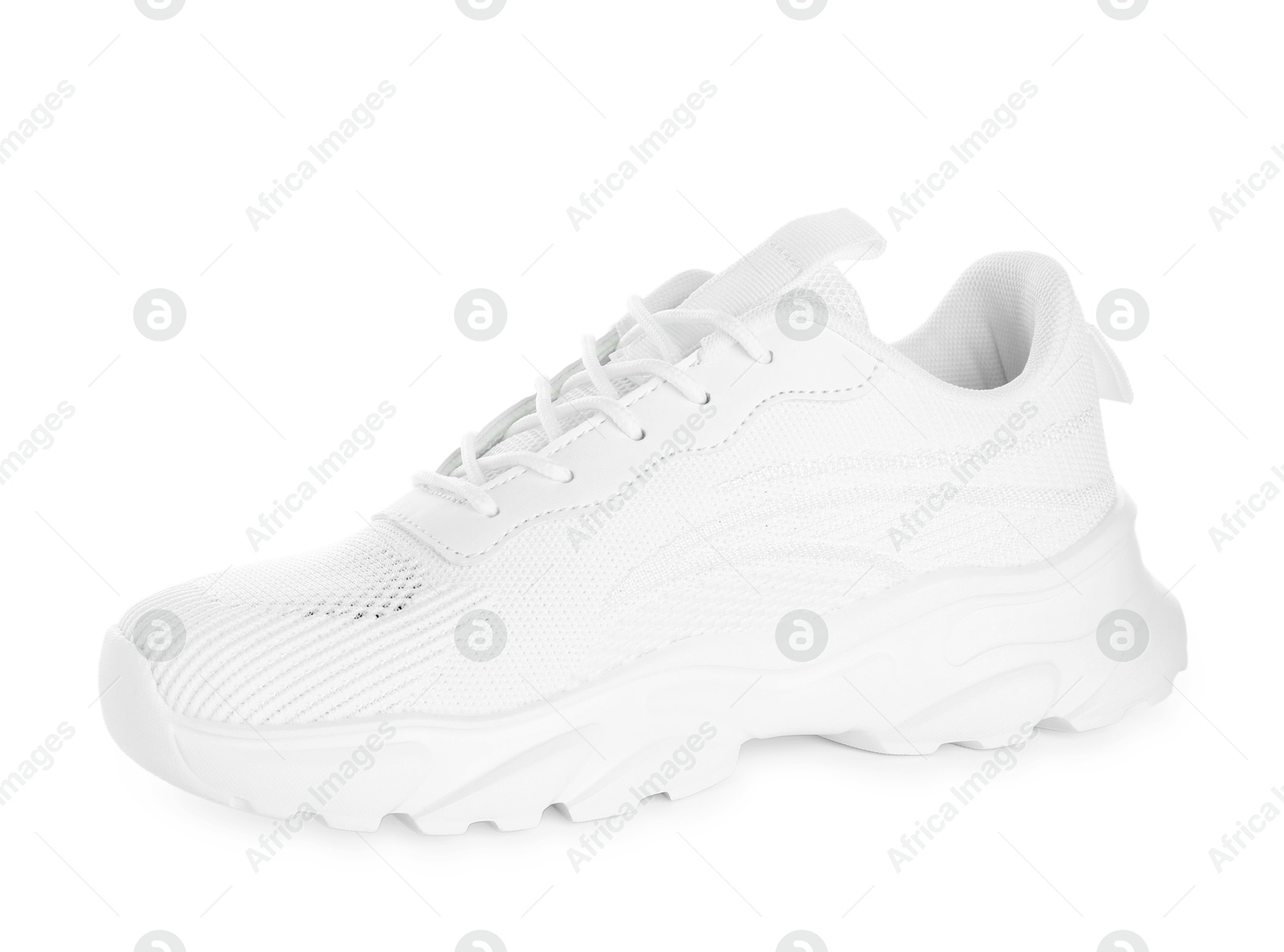 Photo of One stylish sneaker isolated on white. Comfortable footwear