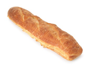 Photo of One freshly baked baguette isolated on white