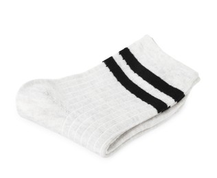 Photo of Pair of soft socks isolated on white