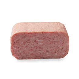 Photo of Whole piece of canned meat isolated on white