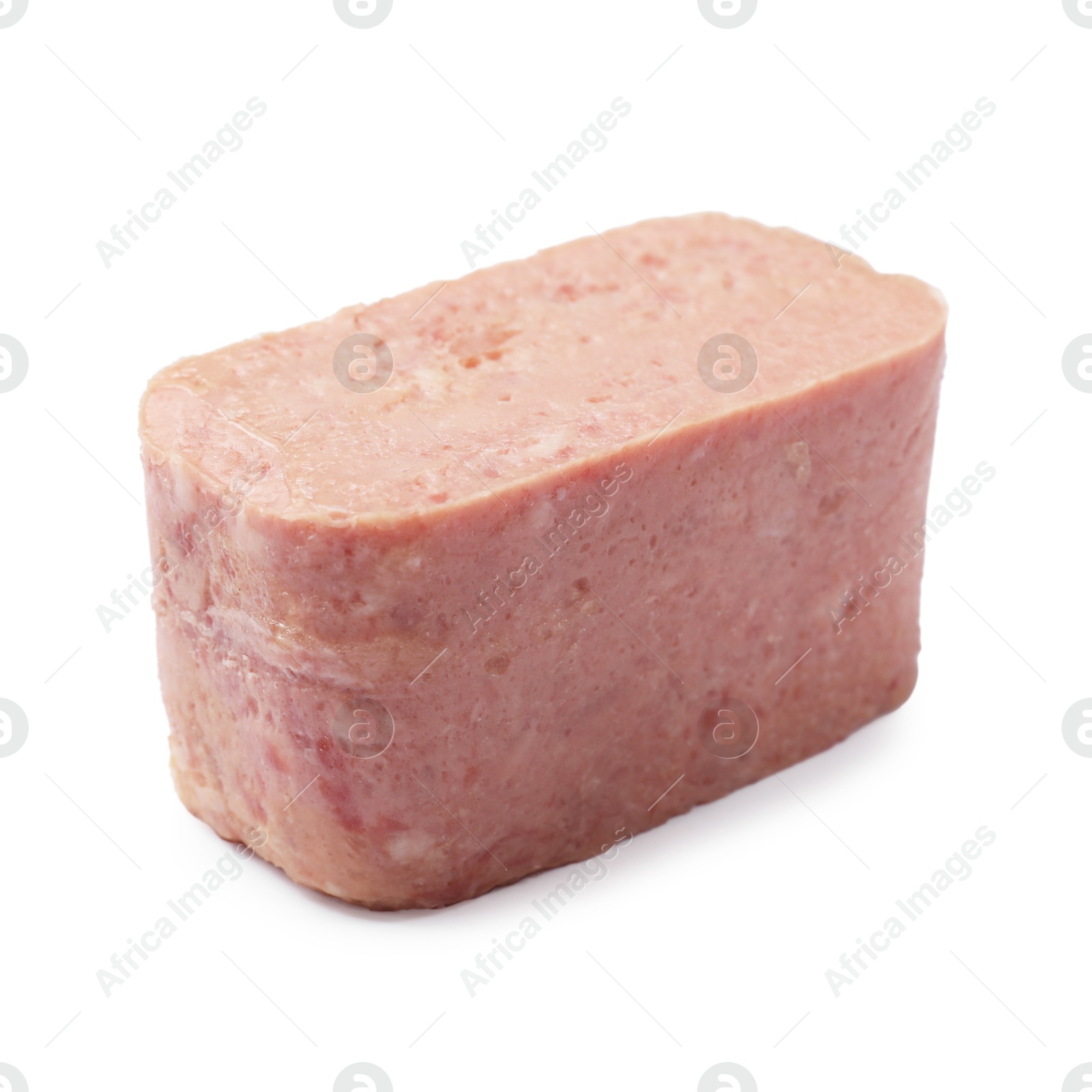 Photo of Whole piece of canned meat isolated on white