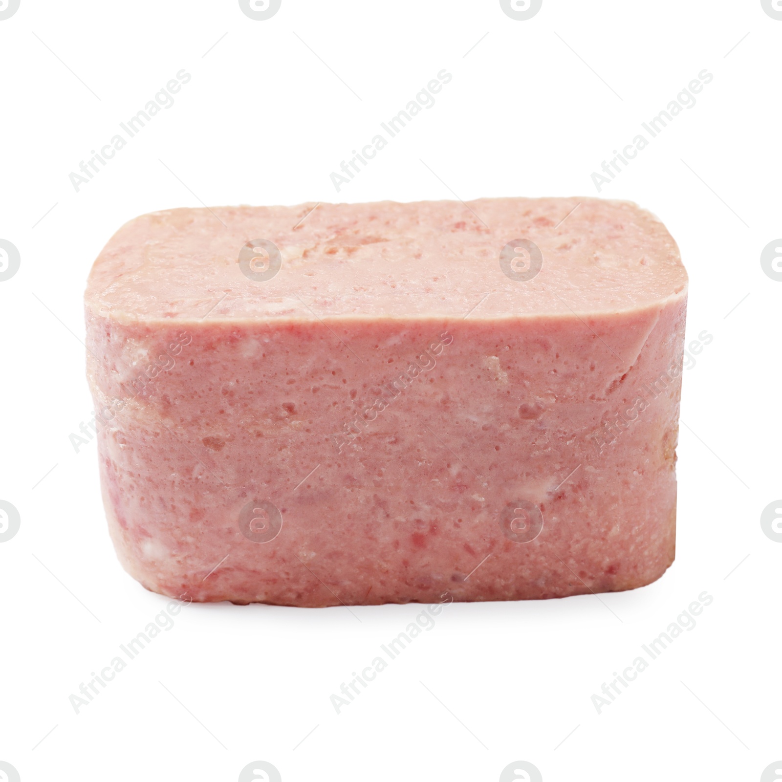 Photo of Whole piece of canned meat isolated on white