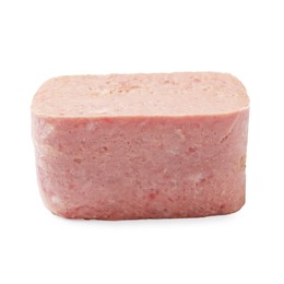 Photo of Whole piece of canned meat isolated on white