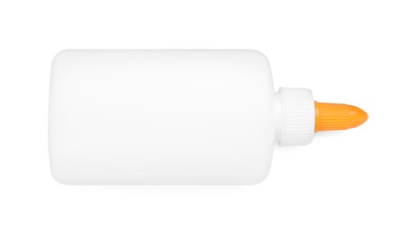 Photo of Bottle of glue isolated on white, top view