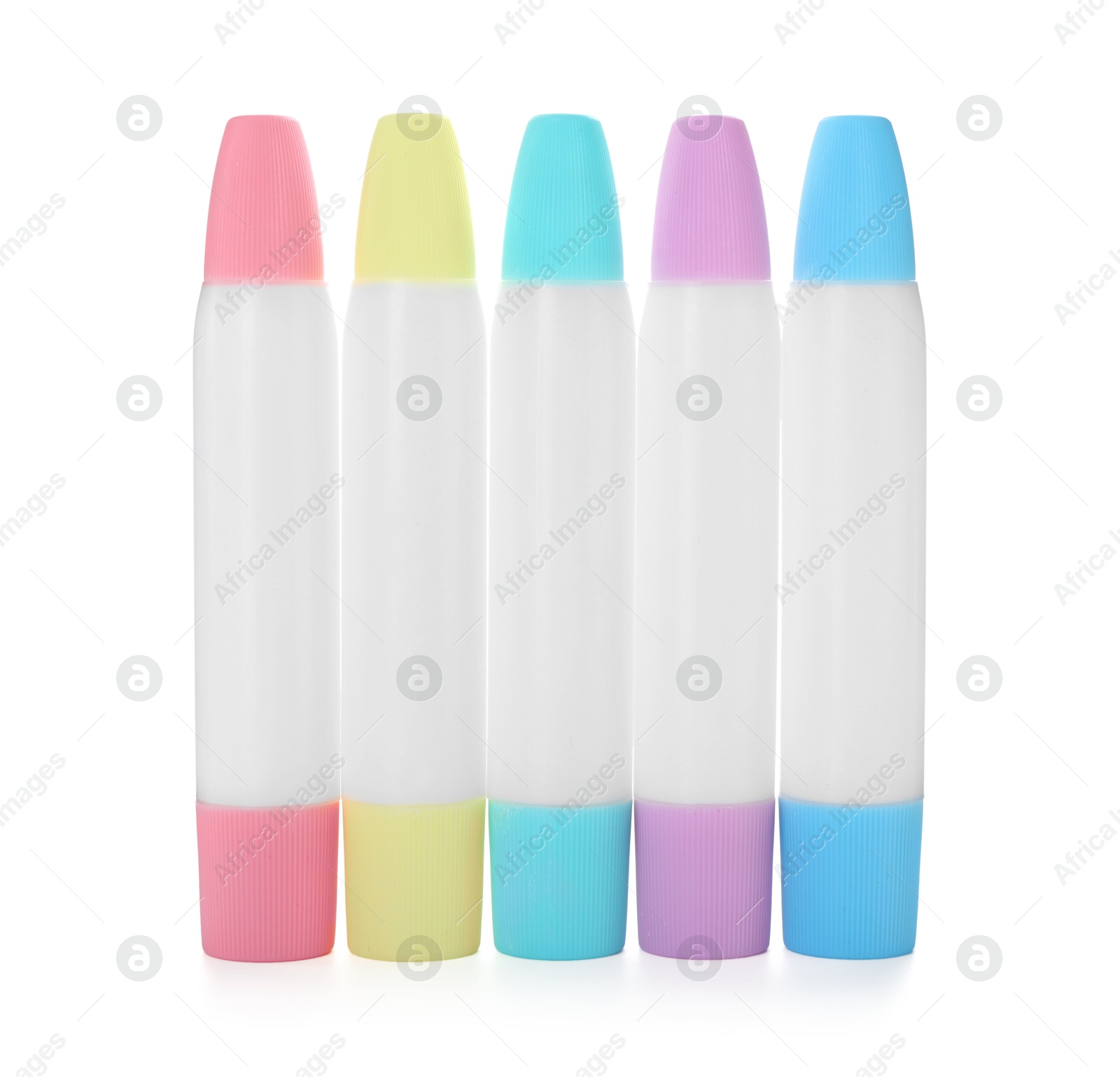 Photo of Many different glue sticks isolated on white