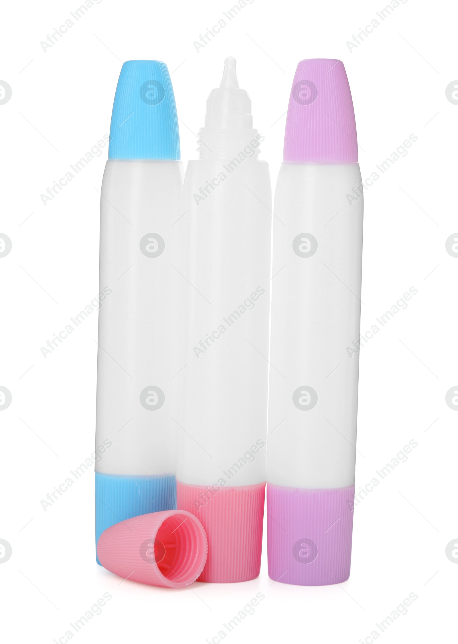 Photo of Many different glue sticks isolated on white