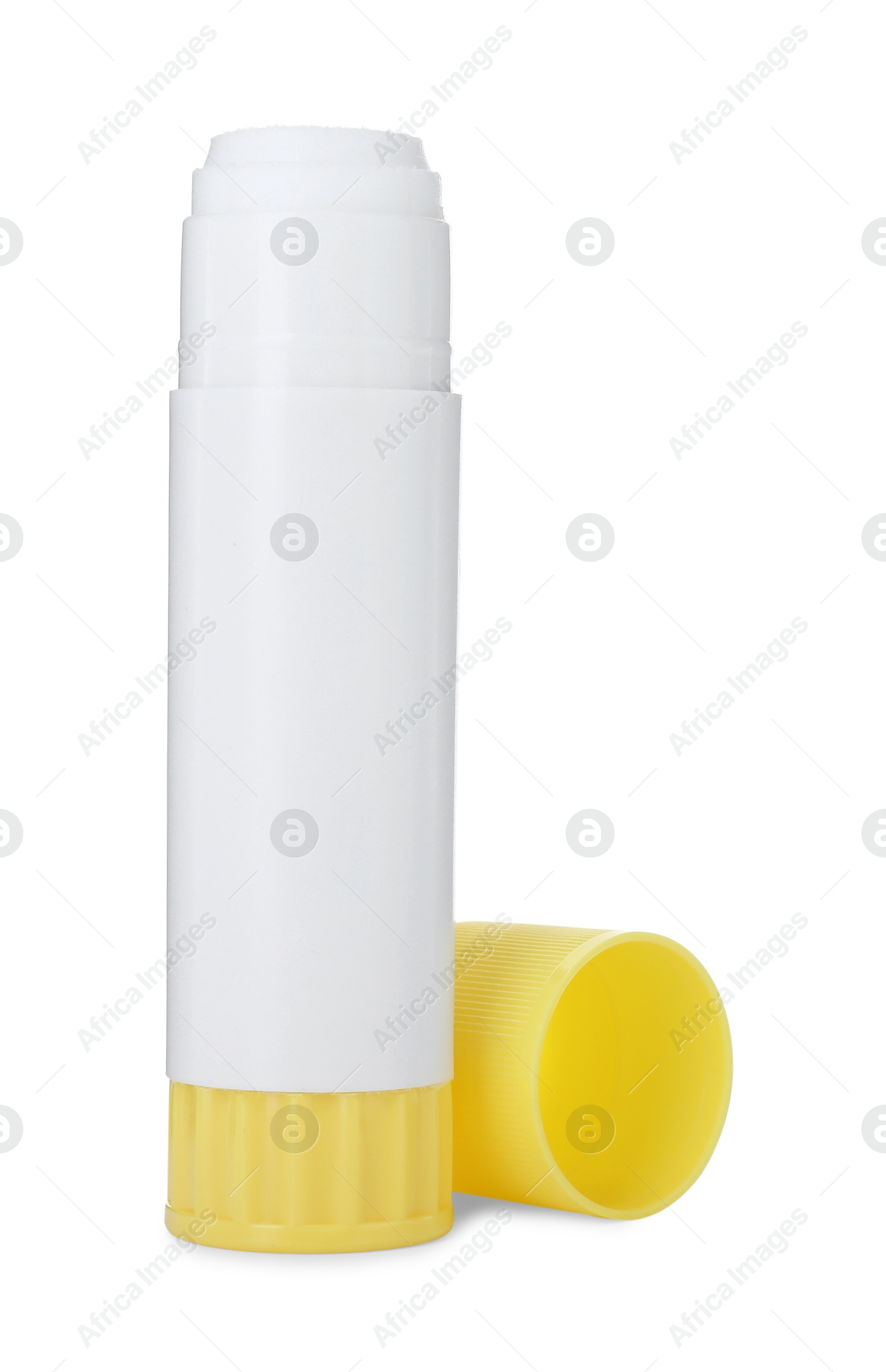 Photo of One glue stick and cap isolated on white