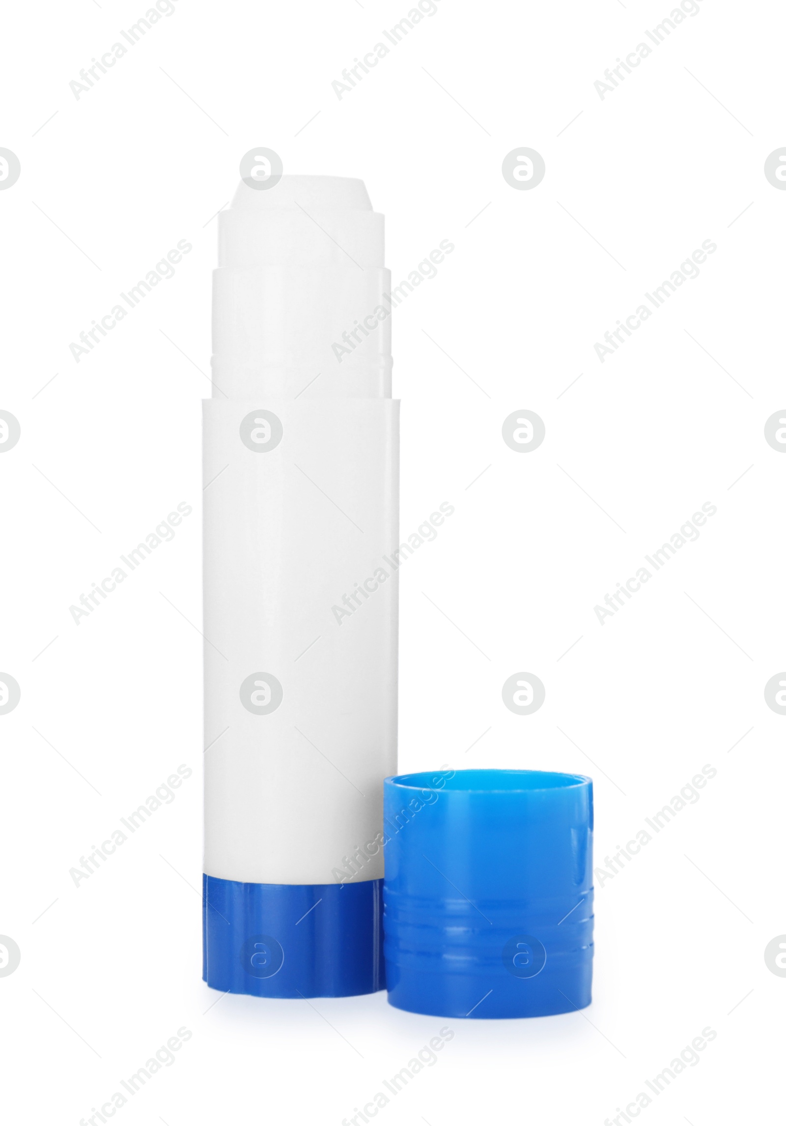 Photo of One glue stick and cap isolated on white