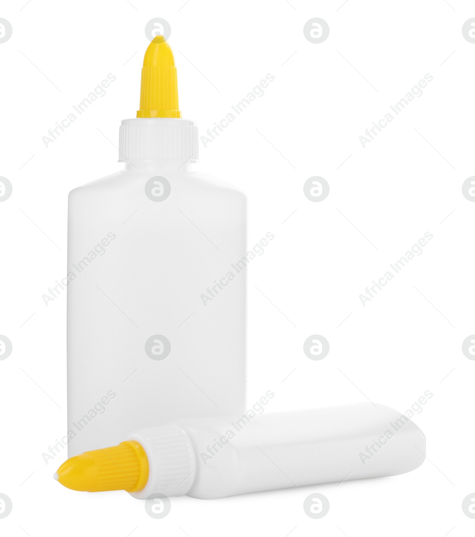 Photo of Two bottles of glue isolated on white