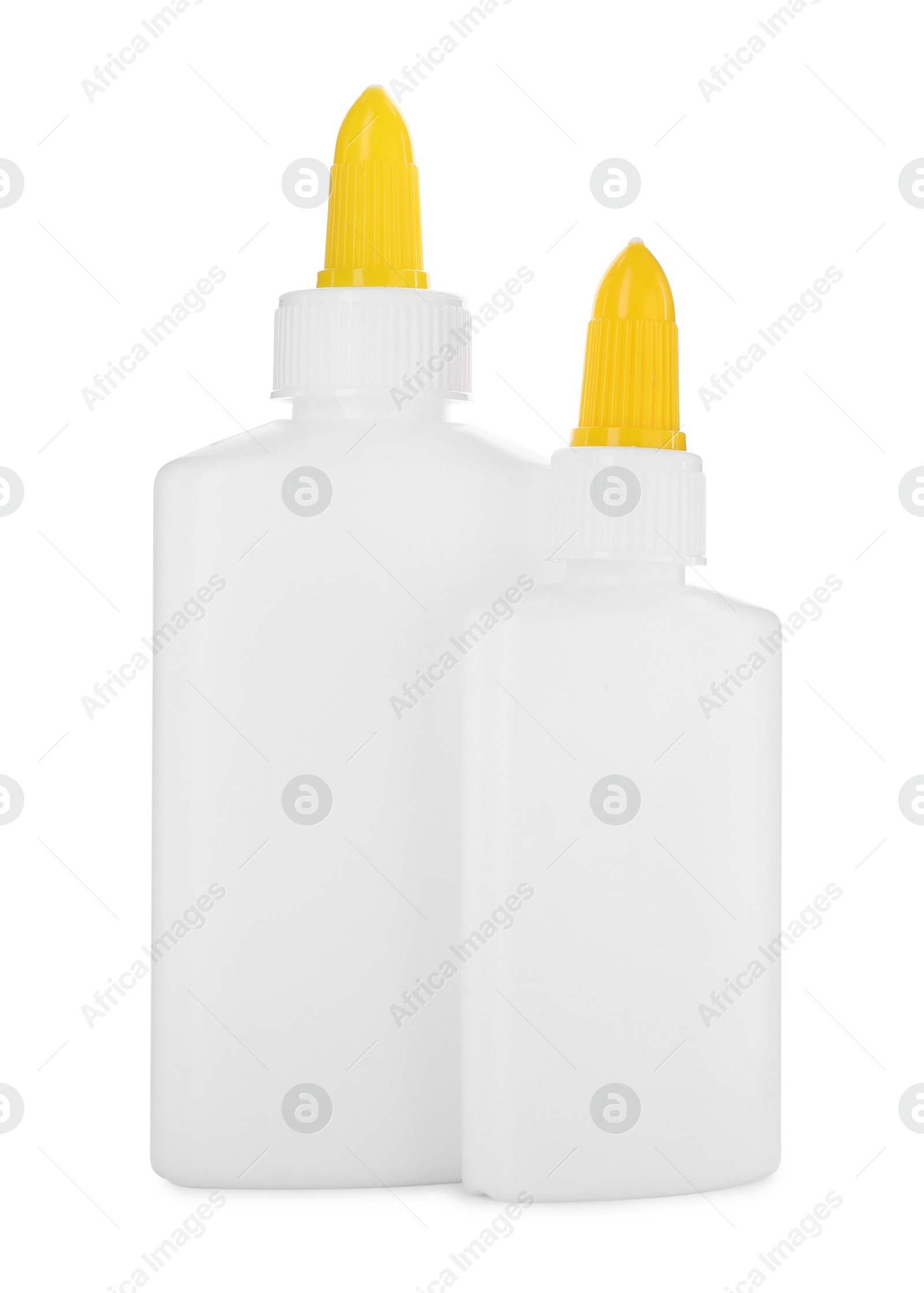 Photo of Two bottles of glue isolated on white