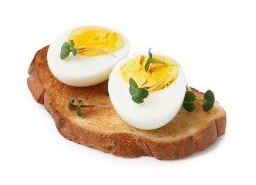 Photo of Sandwich with hard boiled eggs isolated on white