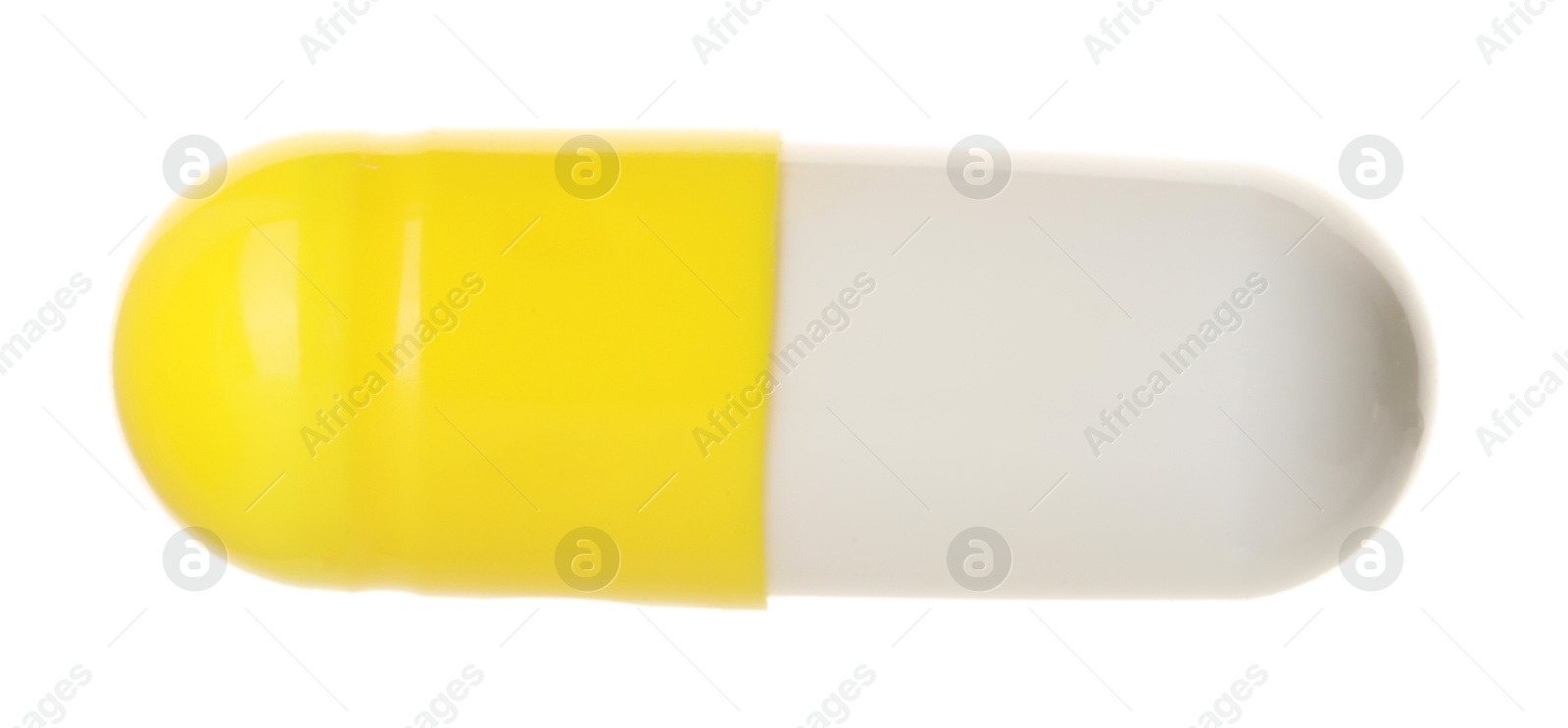 Photo of One antibiotic pill isolated on white. Medicinal treatment