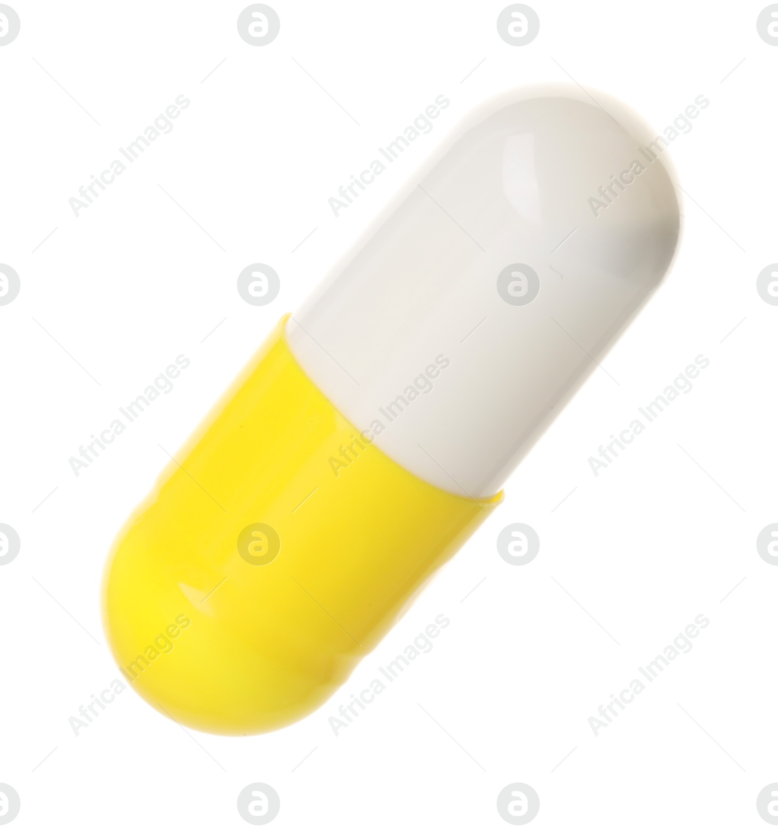 Photo of One antibiotic pill isolated on white. Medicinal treatment