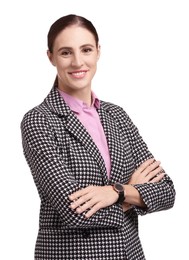 Photo of Portrait of banker with crossed arms on white background