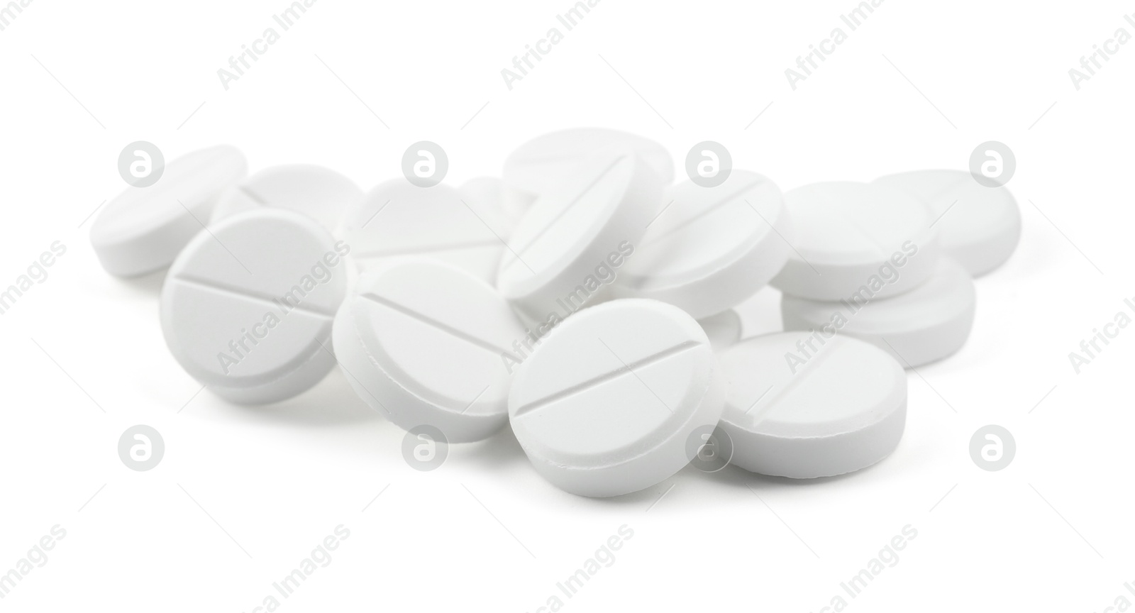 Photo of Antibiotic pills isolated on white. Medicinal treatment