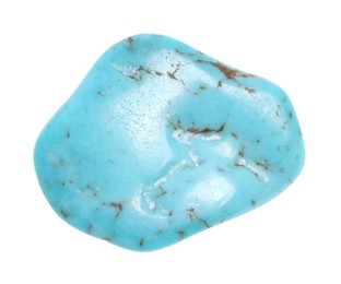 Photo of Beautiful turquoise isolated on white. Natural gemstone