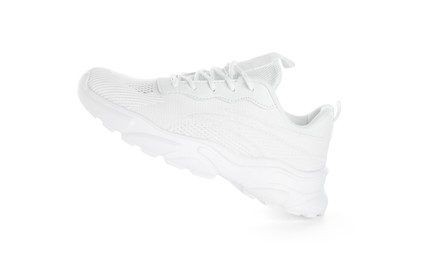 Photo of One stylish sneaker isolated on white. Comfortable footwear