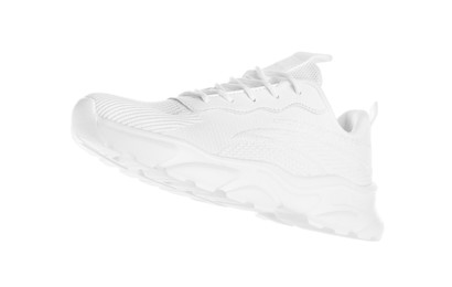 Photo of One stylish sneaker isolated on white. Comfortable footwear