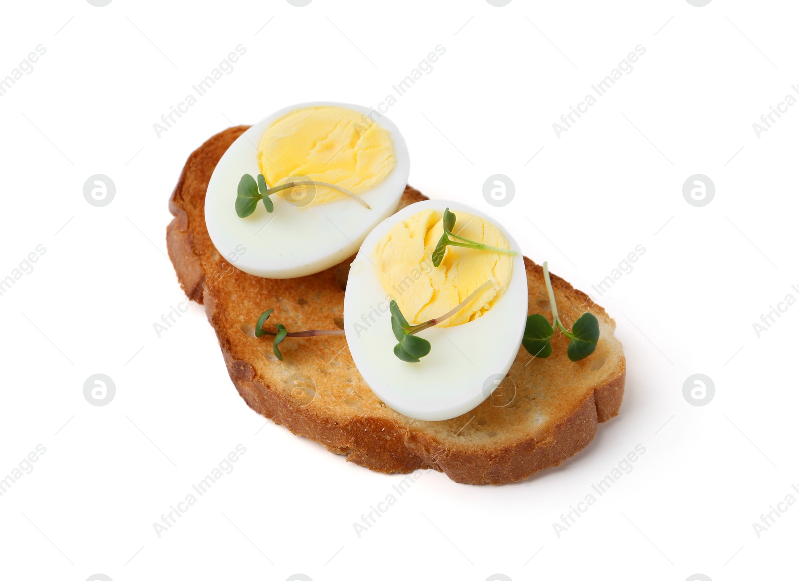 Photo of Sandwich with hard boiled eggs isolated on white