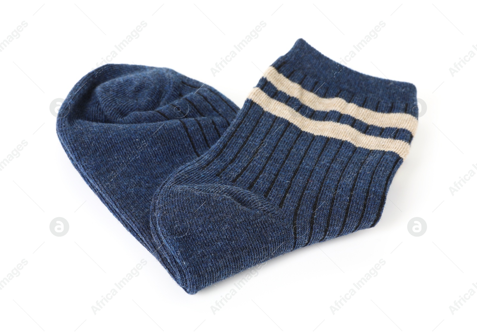 Photo of Pair of soft socks isolated on white