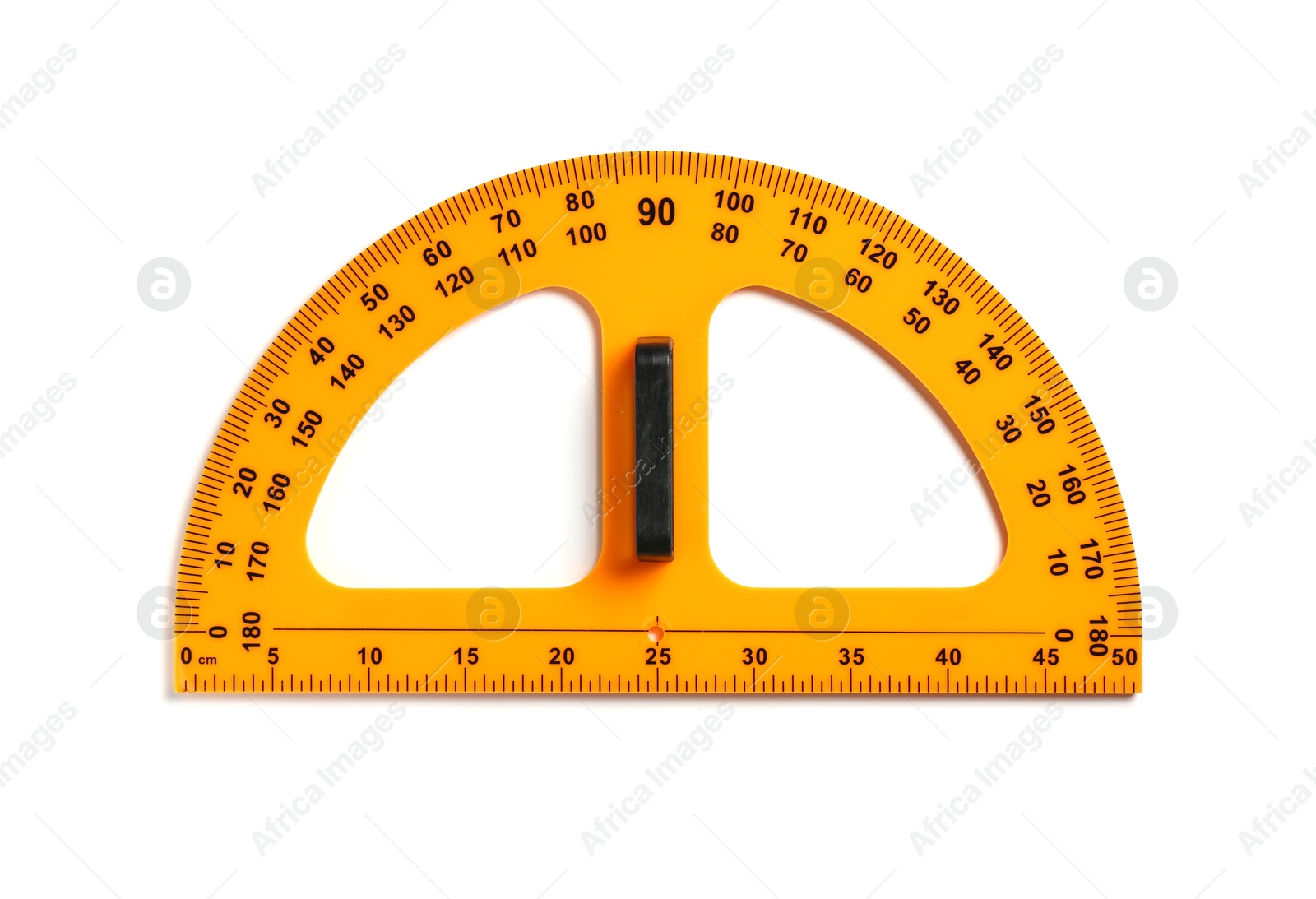 Photo of Protractor ruler isolated on white, top view