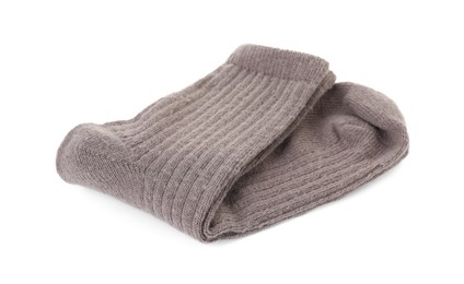 Photo of Pair of soft socks isolated on white