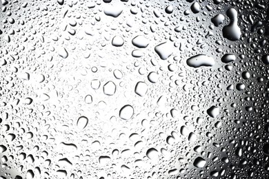 Water drops on glass surface, top view