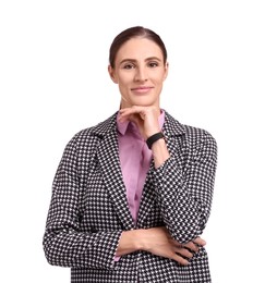 Photo of Portrait of banker in jacket on white background