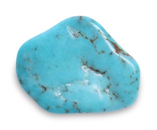 Photo of Beautiful turquoise isolated on white. Natural gemstone