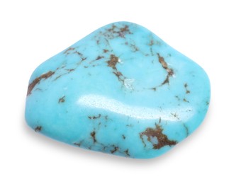 Photo of Beautiful turquoise isolated on white. Natural gemstone