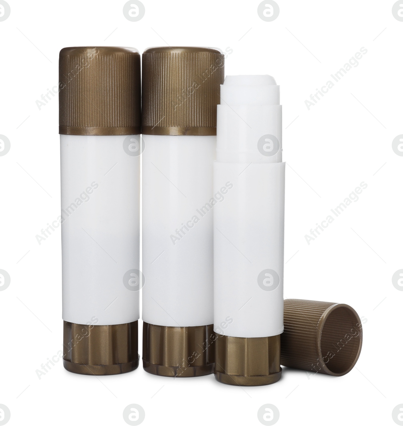 Photo of Many different glue sticks isolated on white