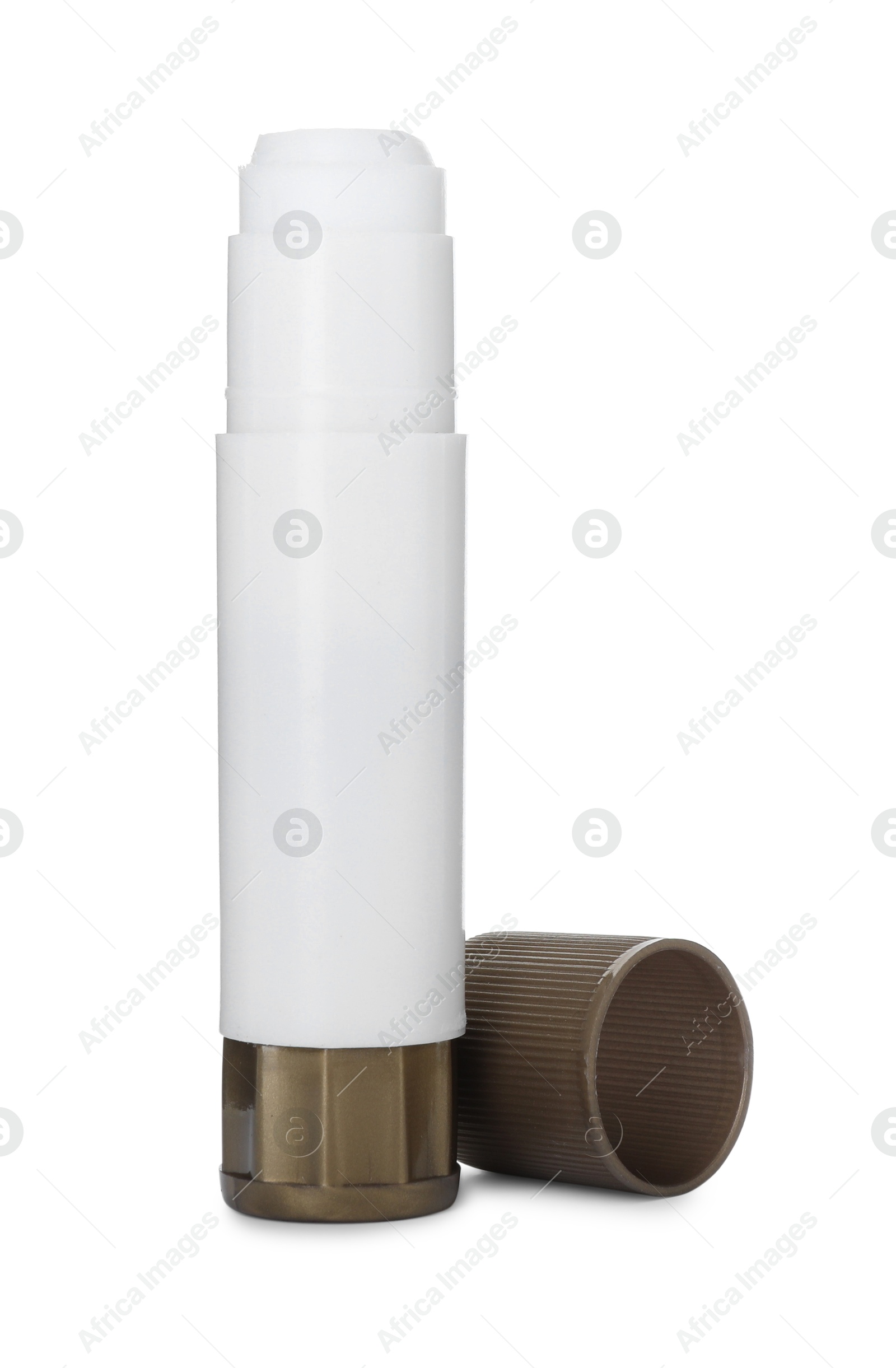 Photo of One glue stick and cap isolated on white