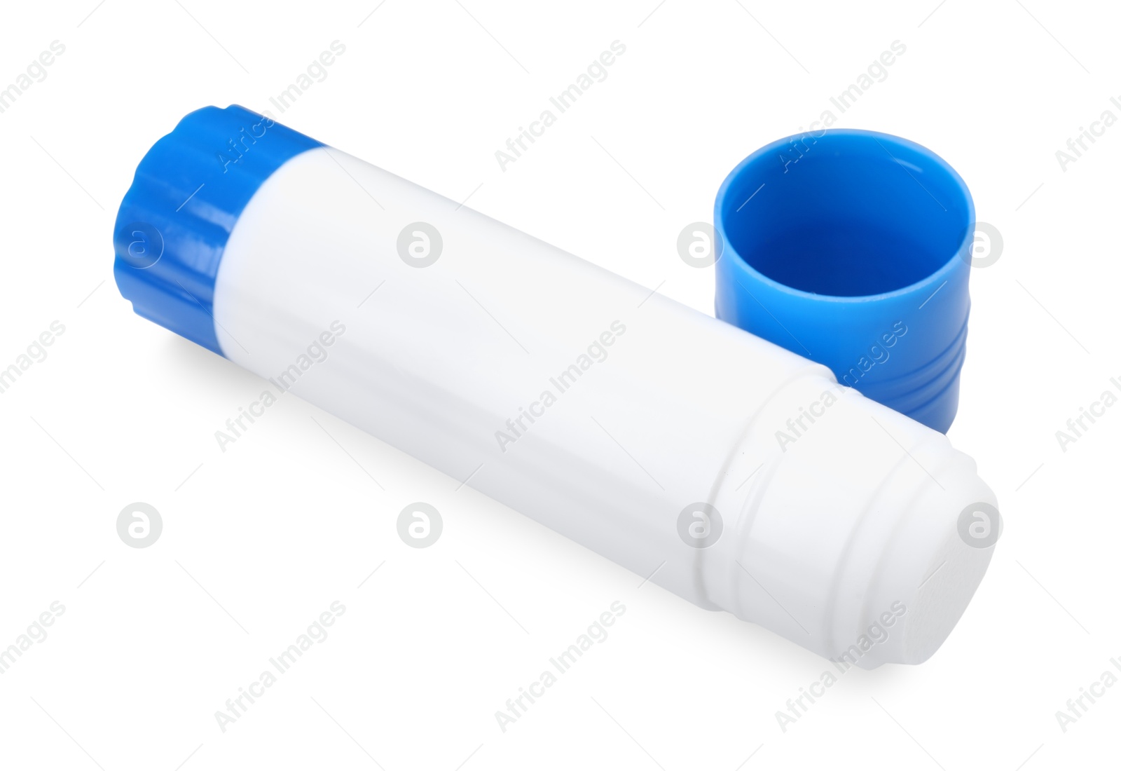 Photo of One glue stick and cap isolated on white