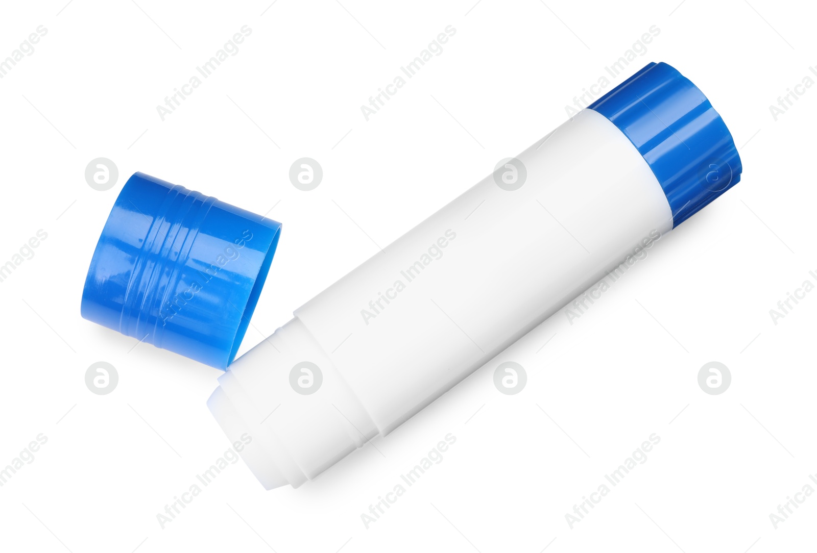 Photo of One glue stick and cap isolated on white, top view