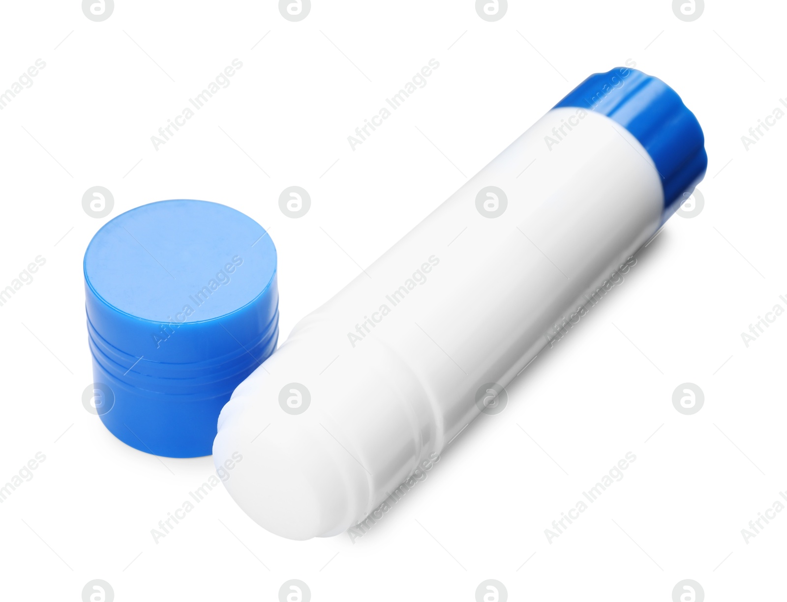 Photo of One glue stick and cap isolated on white