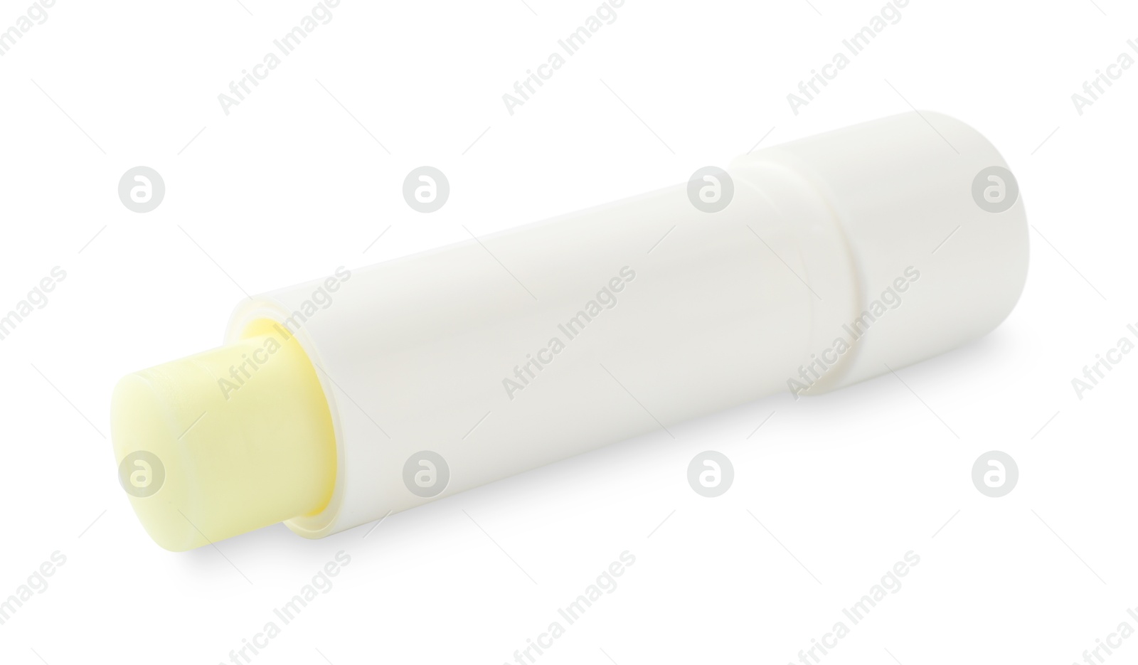 Photo of Lip balm isolated on white. Cosmetic product