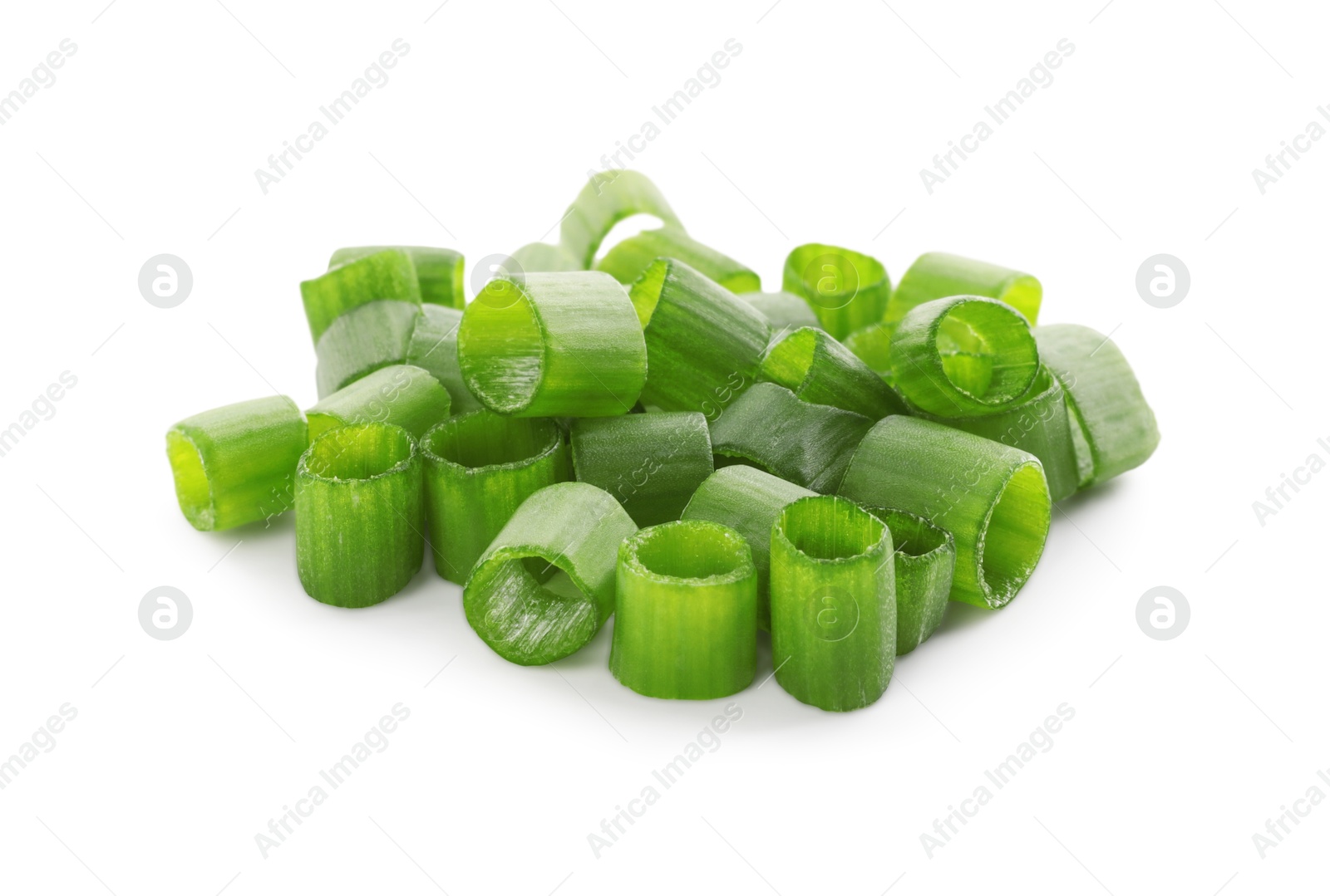 Photo of Chopped fresh green onion isolated on white