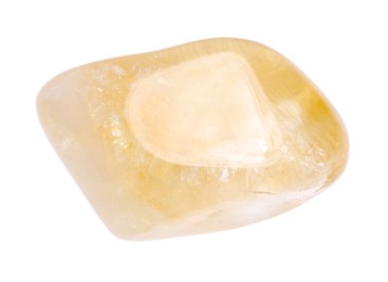 Photo of Beautiful citrine isolated on white. Natural gemstone