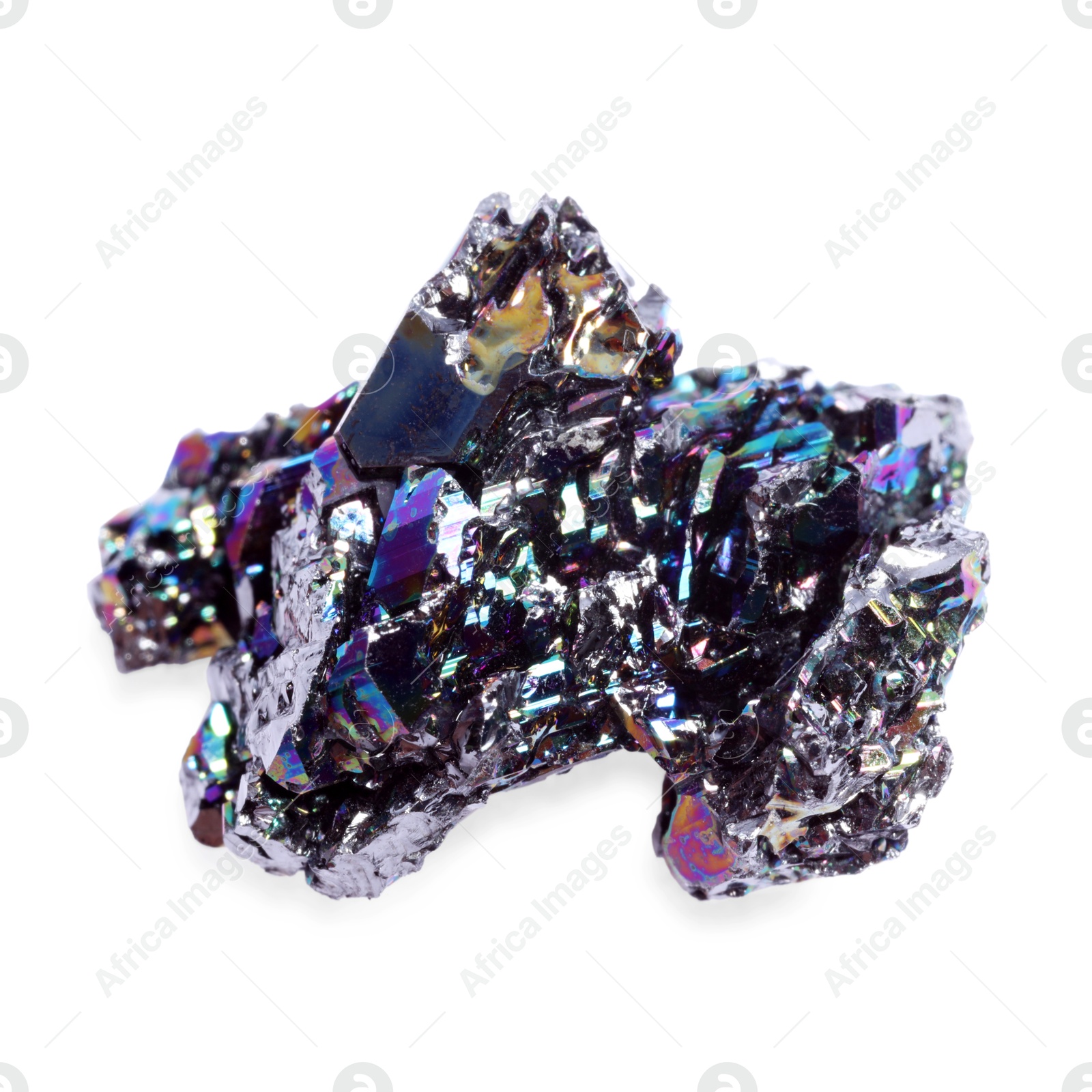 Photo of Beautiful bornite isolated on white. Natural gemstone