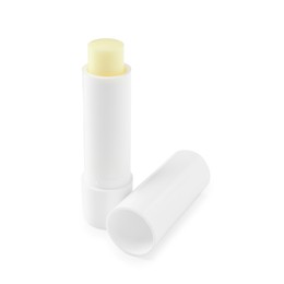 Photo of Lip balm isolated on white. Cosmetic product