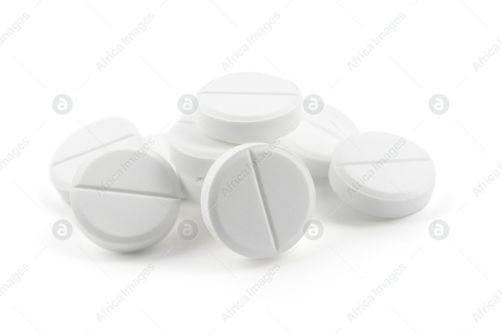 Photo of Antibiotic pills isolated on white. Medicinal treatment