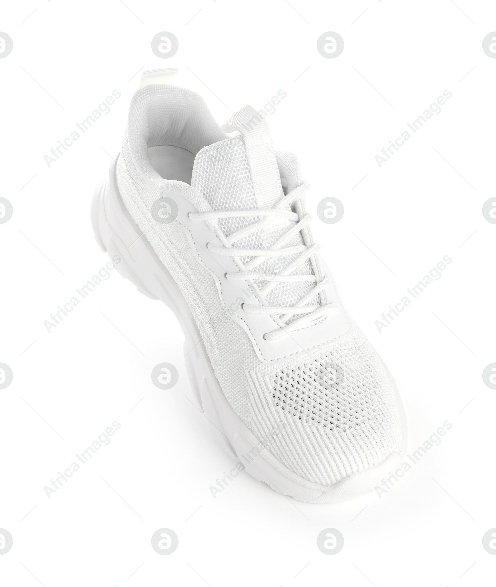 Photo of One stylish sneaker isolated on white. Comfortable footwear