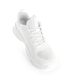 Photo of One stylish sneaker isolated on white. Comfortable footwear