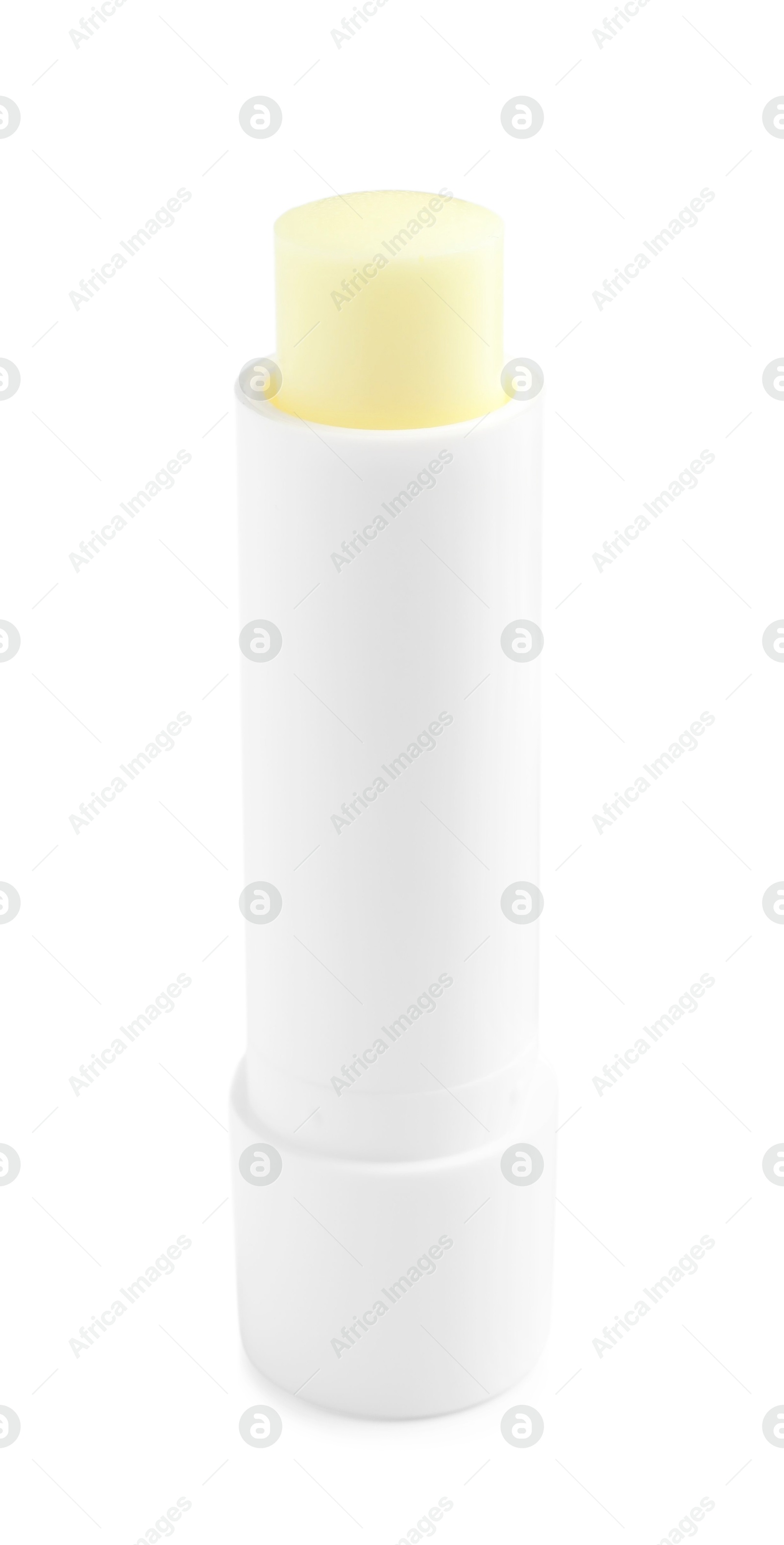 Photo of Lip balm isolated on white. Cosmetic product