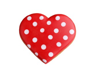 Photo of Delicious heart shaped cookie isolated on white. Valentine's Day