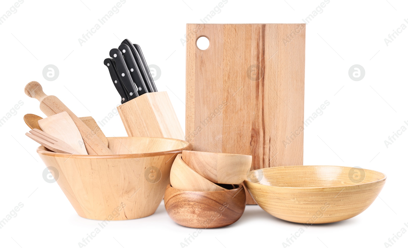 Photo of Set of different cooking utensils isolated on white