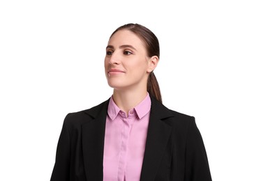 Photo of Portrait of banker in jacket on white background