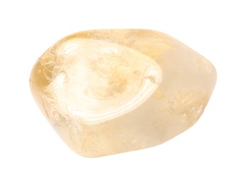 Photo of Beautiful citrine isolated on white. Natural gemstone