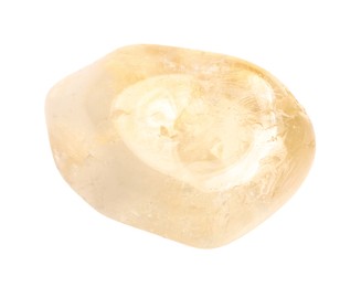 Photo of Beautiful citrine isolated on white. Natural gemstone